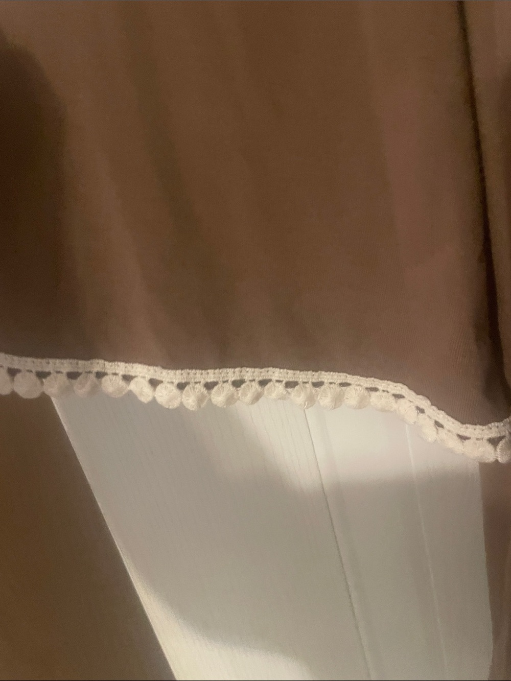 Zenana Outfitters Brown Tunic with Cream Crochet Trim - Picture 4 of 6